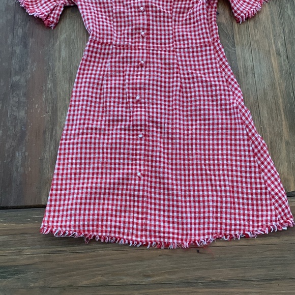 Cotton Plaid Short Sleeve A Line Summer Dress - Picture 2 of 9